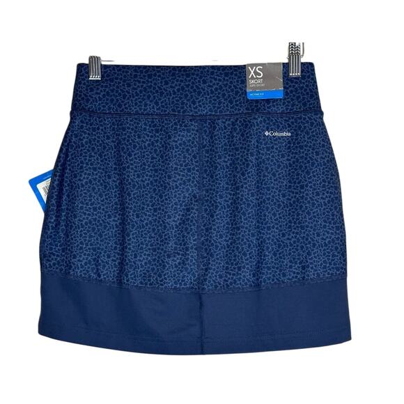 NWT Columbia Whispering Lakes Knit Skort Womens XS Navy Blue Leopard Atheisure - Picture 2 of 5